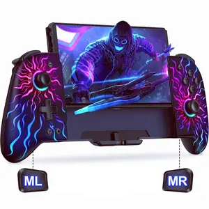 Switch Controller, Hall Effect Joystick (No Drift) Switch Joypad for Nintendo Switch/OLED with 9 Color Lights, Full-Size Grip Wireless Switch Pro Controller, Ideal for Those Who Prefer Handheld Mode-JC205