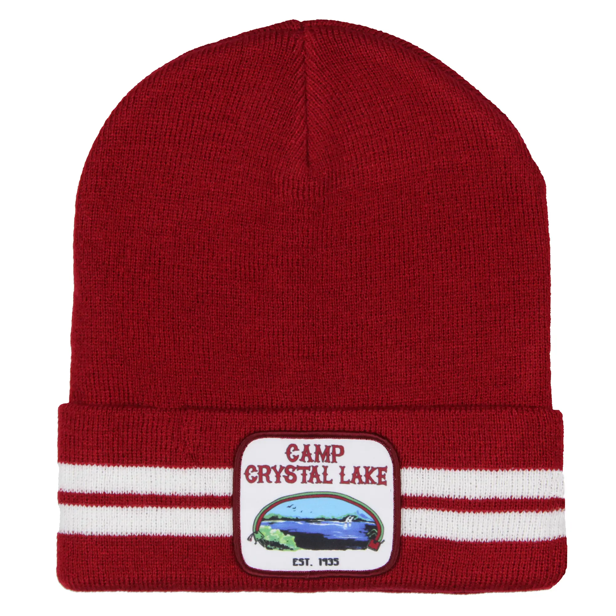 Friday The 13th Beanie Camp Crystal Lake Sign Embroidered Patch Cuff Knit Beanie Hat Cap