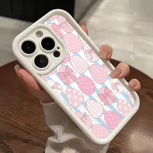 Pink Easter Eggs Pattern TPU Phone Case for iPhone 16 15 14 Pro Max 13 12 11 XR XS Plus Shockproof Non Slip Military-Grade Protection Silicone Cover Cellphone Protective Smartphone Casing