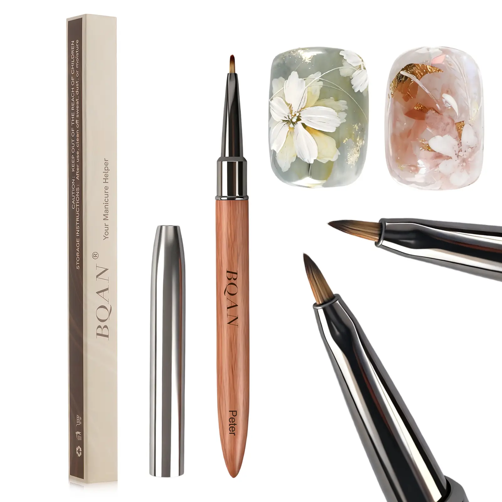 BQAN 1Pcs Nail Art Brushes Daisy Pen Nail Brush for Flower, Petal & Leaves Gel Polish Nails Design Painting Tool with Wooden Handle Salon DIY at Home