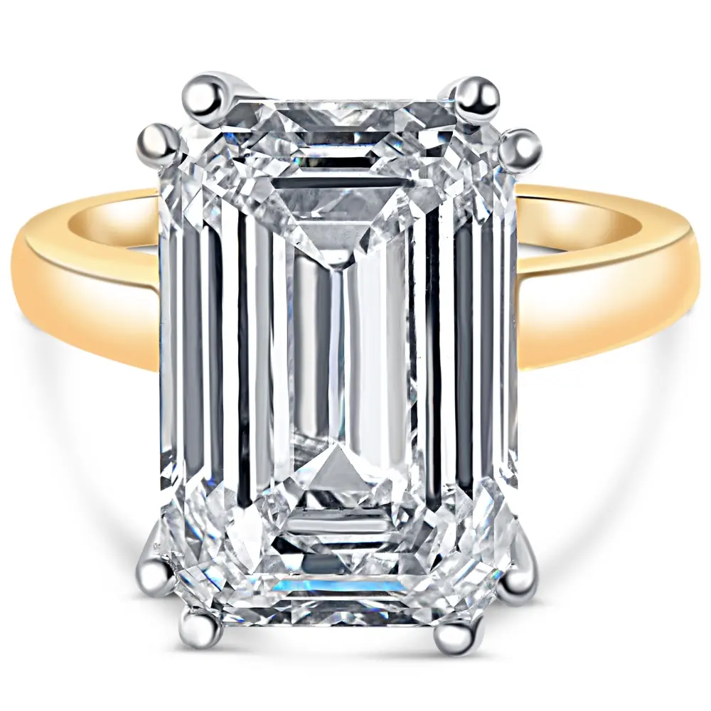 Certified 10.05CT Emerald Cut Solitaire Diamond Engagement Ring 14k Gold Lab Grown