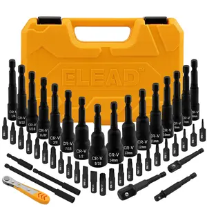 ELEAD 47-Piece Magnetic Nut Driver & Screwdriver Bit Set - Strong Magnetic Nut Drivers for Impact Drill, Power Nut Driver, Screwdriver Bit, Mini Ratcheting Wrench, Drill Bit Extension & Socket Adapter screwdriver set