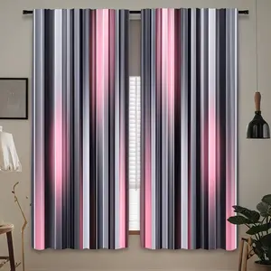2-piece set of light luxury gradient striped curtains, trendy and cool girl style curtains, semi transparent polyester material, bedroom and living room curtains, kitchen curtains, Window Curtain