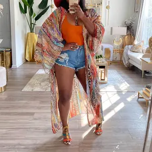 Printed Sheer Chiffon Kimono Cardigan Cover Ups Fashion  Top Coats