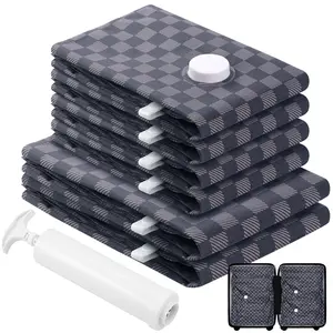 6-Pack Oxford Cloth Vacuum Storage Bags（ 1S+1M+2L+2XL）Space Saving for Clothes/Bedding/Quilts/Cabinets Essential Travel Storage Solution with Hand Pump Compact Travel Solutions Organiser