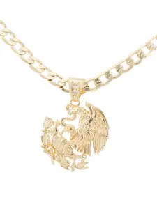 New Mexican Eagle Pendant in Gold-Plated with Clear Stones Includes a Fantastic 24-Inch Cuban Style Chain necklaces