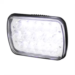 Universal 7"x6" 15-LED Sealed Beam Headlights w/ H4 Plug (Black Aluminum Housing/PMMA Lens)