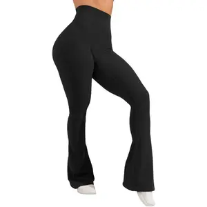 Imily Bela Womens High Waist Flare Yoga Leggings Scrunch Butt Lifting Bell Bottoms Bootcut Workout Pants with Pockets