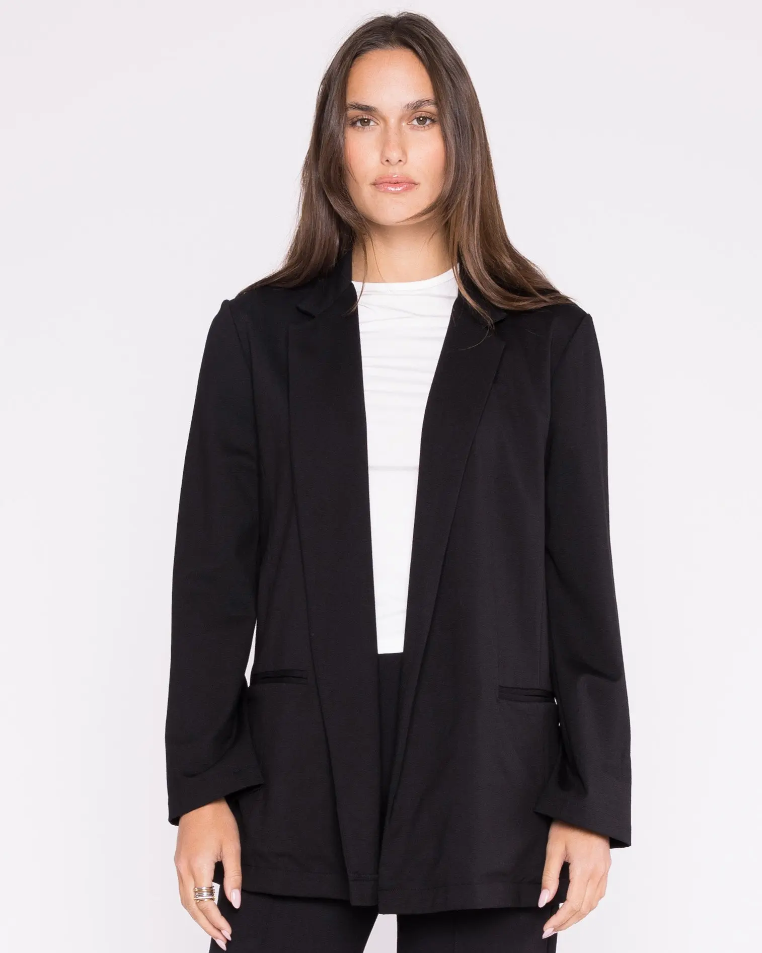 Black Ponte Knit Oversized Blazer