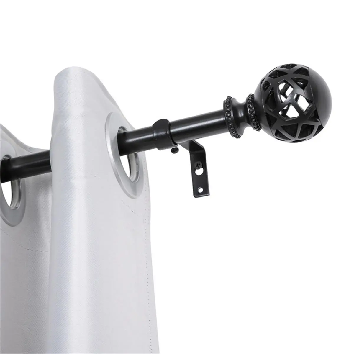 212 MAIN Wall Mounted Telescopic All-Metal Curtain Rod, 3/4 Inch Black Decorative Pole, 28-48 Inch Adjustable Rod for Windows, Living Room & Bedrooms (Part of All-Metal Curtain Poles & Tracks Line), Adjustable Curtain Rods