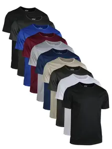 Men's 10 Pack Quick-Dry Short Sleeve Fitted Basic T-Shirts, Clothes, Breathable Lightweight Fabric, Soft Comfort, Casual Streetwear Daily Wear, All Seasons