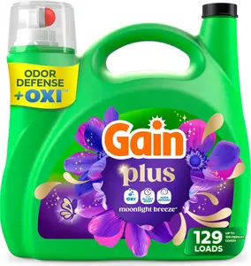 Gain Plus Liquid Laundry Detergent, Cleaner, Fresher, Now with Oxi, Moonlight Breeze Scent, 170 fl oz, 129 Loads