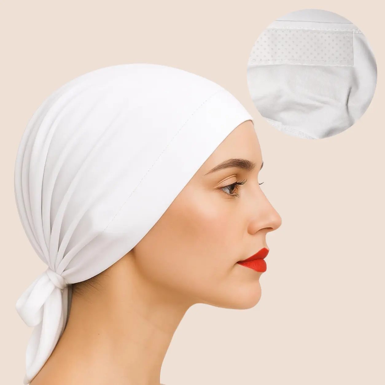 The Grip Cap – WHITE | Non-Slip Undercap/Turban with Silicone Grip & Tie-Back by Get A Grip