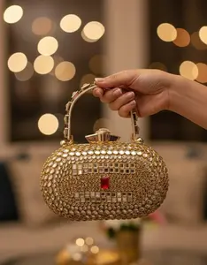 Luxury Gold Embellished Kundan Clutch | Bridal & Wedding Party Statement Bag