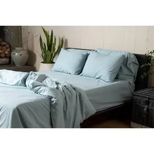 Crinkle Percale Organic Cotton Duvet Cover Set + Shams