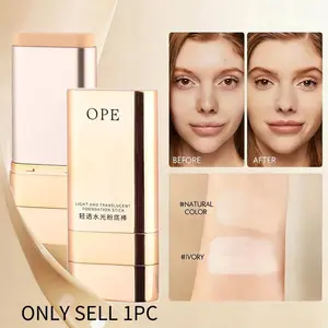 Double-Ended Foundation Stick Concealer Bar, Includes Professional Foundation Brush, Lightweight Long-Lasting Coverage, Quick Makeup Base