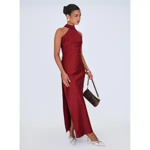 Mordecai Halter Maxi Dress Burgundy