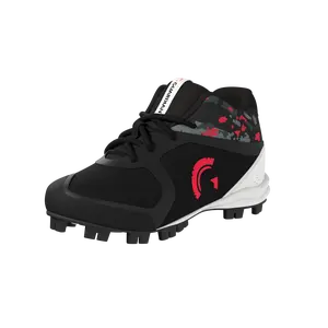 Blaze Youth Hi Top Rubber Molded Baseball and Softball Cleats (Black/Red/White)
