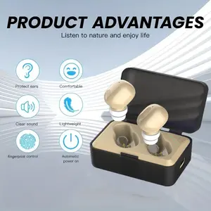 Personal Chargeable Hearing Amplifier, Polymer Lithium Battery, Compact Ear-Hanging Design, Portable, Easy Carry & Operate, Suitable for Adults