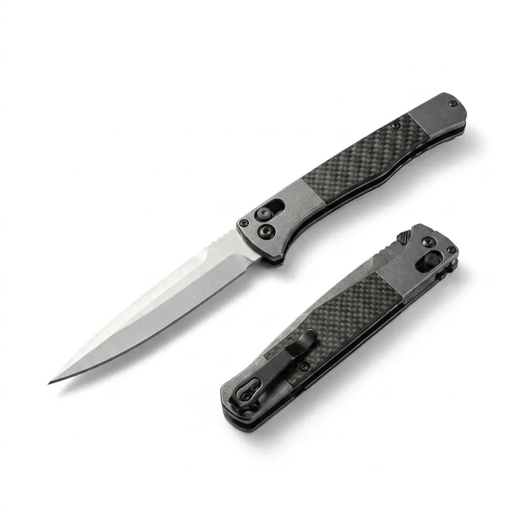 4170 Carbon Fiber Handle Folding Utility Tool - Button Lock Quick Open - Portable for Outdoor, Camping & Everyday Carry