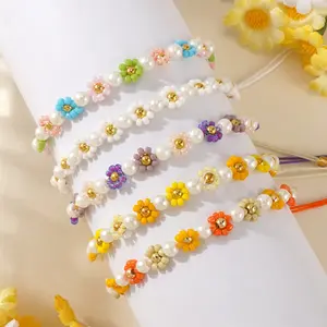 Bohemian-Style Round Seed Bead "Little Chrysanthemum" Bracelet - Dopamine-Vibe Female Summer Sports Wristband - Exquisite Pearl Sports & Outdoor Accessory for All Ages