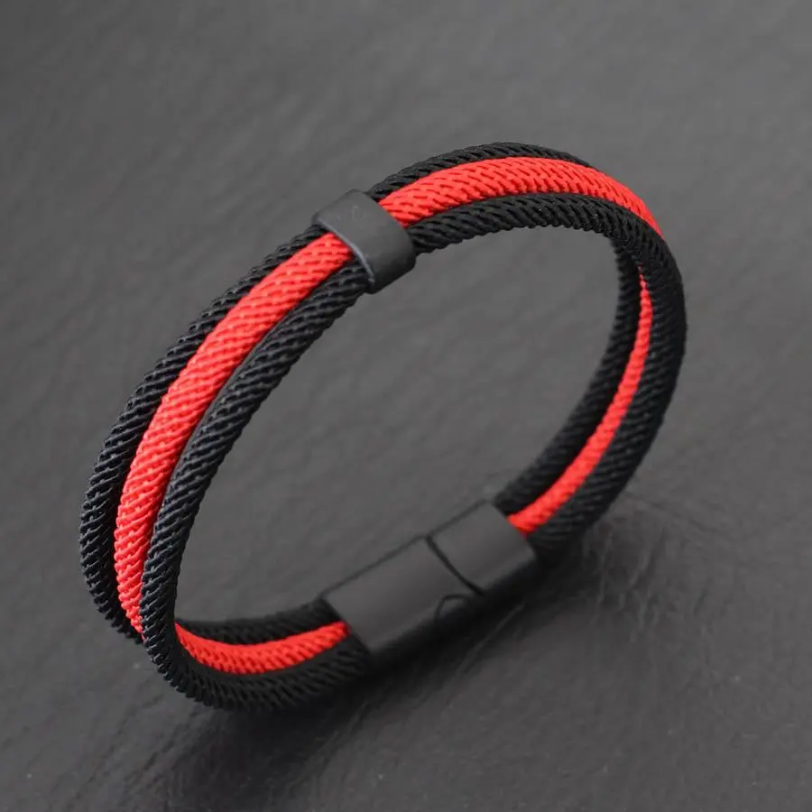 FASHION4U - Noter Novel Men Bracelet 4mm Grade A Milan Rope Wrap Braclet Detachable Magnetic Buckle Outdoor Sports Camping Braslet Joias