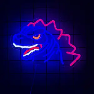 Atomic Lizard Neon Wall Decor, King of Monsters Neon Light, Kaiju Monster Mural, Sci-Fi Decoration, Pop Culture Gift, USB Powered Easy Hang