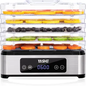 YASHE Food Dehydrator Machine, 5 Stainless Steel Trays, 48H Timer, Temperature Control, Recipe Book – Perfect for Jerky, Meat, Fruit & Dog Treats Appliances