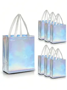 Laser Silver Reusable Gift Tote Bag, Grocery Shopping Bag With Handle, Suitable For Bridesmaids' Birthday Parties, Weddings, Bachelor Party Supplies