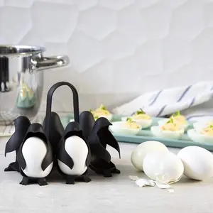 Penguin Egg Cooker, High-Temperature Resistant Egg Holder, for Cooking and Storing 6 Eggs, Suitable for Home Kitchen and Refrigerator, a Handy Gadget for Steaming Eggs for Family Breakfast, Kitchen Gadget