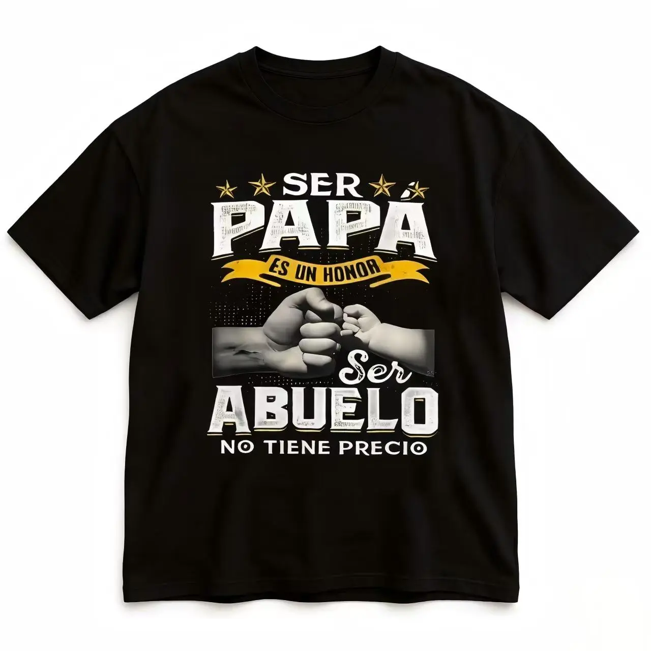 Menswear Short-Sleeve Round Neck Casual Sports Top, Spanish Father-Grandfather Fist Bump Graphic Tee, "Ser Papá Es Un Honor Ser Abuelo No Tiene Precio" Design, Party Gift (No Box Included), Shortsleeve