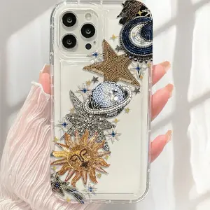 Apple Protective Case Tpu Phone Cover Accessories Cushion Star Ball Moon Design for iPhone 11-17 Pro Max, Perfect Gift for Women, Girls, Boyfriends