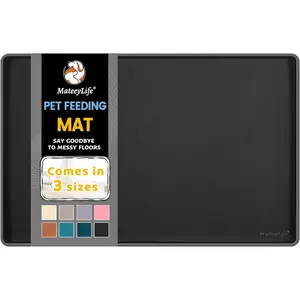 Silicone Cat & Dog Food Mat for Floors Waterproof, Anti-Slip Dog Bowl Mats for Food and Water, Pet Feeding Mats with Lip to Prevent Spills, Pet Placemat for Messy Drinkers to Protect Floors