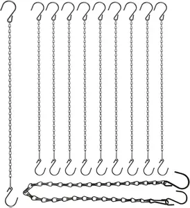 10 Pack 21 Inch Black Hanging Chains with Hooks for Grow Lights Chain Adjustable, Bird feeders, Plant Hanger Indoor, Hanging Planter, Wind Chime, Pendant Light, Christmas Wreath