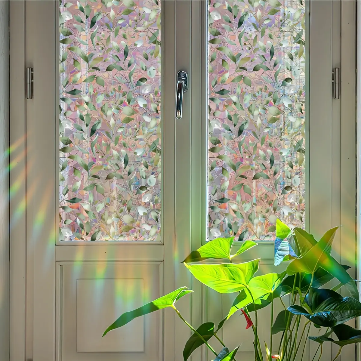 A piece of (45*100cm) leaf and vine colorful static glass sticker, double-sided visible window decorative sticker XC10010, Decorative Decal, Decoration Sticker, Home Decor, Sticker Decorations
