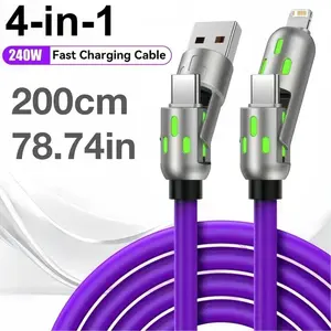 4 In 1 240W Fast Charging Data Cable PD USB Type C Charging Wire Multi Function USB To Type C Data Cord Quick Charge Cable Wire