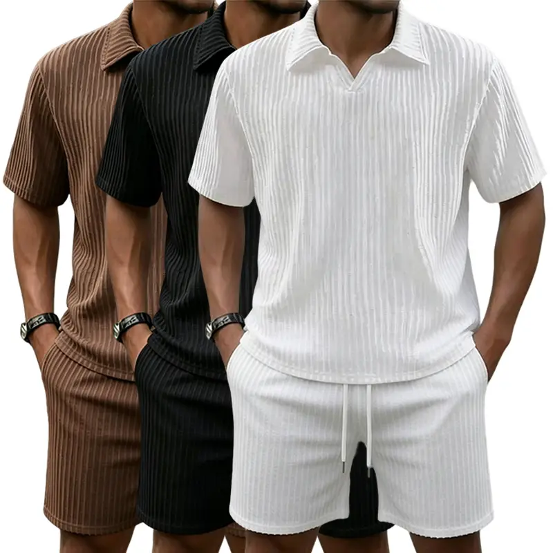 2026 summer fashion versatile breathable cool casual suit men's short sleeved shorts two-piece set
