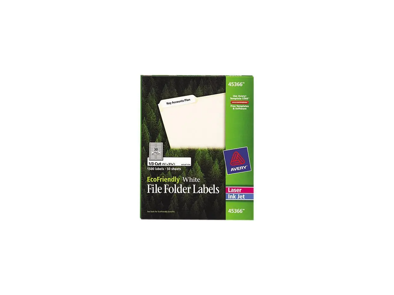 Avery 45366 EcoFriendly Labels, 2/3 x 3-7/16, White, 1500/Pack