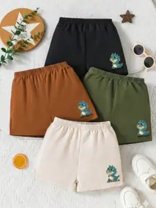 Baby Boys Summer Cartoon Dinosaur Shorts Set, 4-Piece, Cute Animal Print, Comfortable Cotton Fabric, Ideal for Toddlers