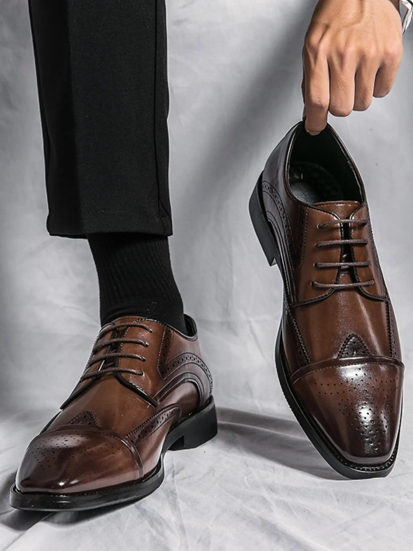 Men's Business Style Formal Dress Shoes, PU Leather Shoes, Lace Up Pointed Toe Shoes for Party, Office, Daily Clothing Decor, Perfect for Men for Outdoor Footwear