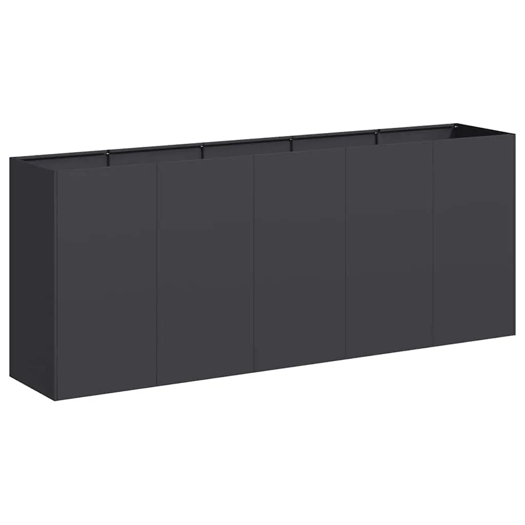 vidaXL Large Rectangular Planter Black 78.7x15.7x31.5 in Cold Rolled Steel Outdoor Garden Flower Pot Metal Planters Plant Stand Patio Box Raised Bed 860724