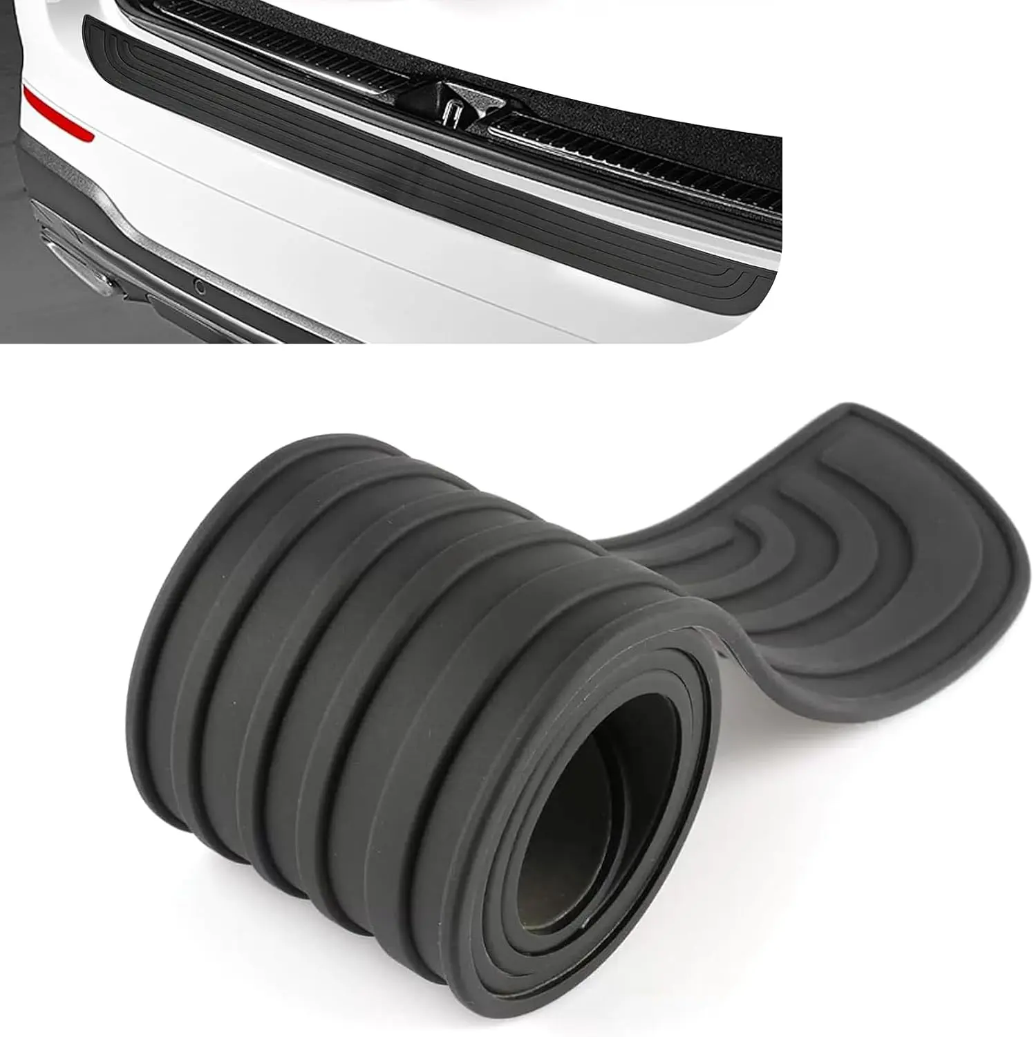 Rear Bumper Protector, 35" L x 3.15" W Rubber Anti-Scratch Rear Bumper Edge Guards, Non-Slip Automotive Exterior Accessories, Universal for   (Black)