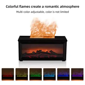 Fire Humidifier & Aroma Diffuser with 7-Color LED Flame Effect Remote colorful fireplace addict Lamp Essential Oil Diffuser Aromatherapy Machine with Humidifier Lamp Diffuser with Cool Mist