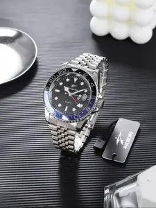 Men's Business Fashion Round Dial Stainless Steel Quartz Watch with Night Light Design, Trendy and Versatile, Perfect for Parties and Gifting, Stainless Steel Watches