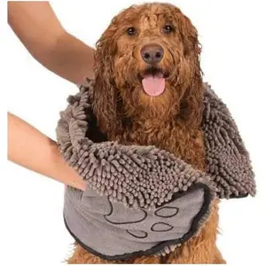 Dog Gone Smart Shammy Dog Towels for Drying Dogs - Heavy Duty Soft Microfiber Bath Towel - Super Absorbent, Quick Drying, & Machine Washable - Must Have Dog & Cat Bathing Supplies | Grey 13X31 Dog Gone Smart