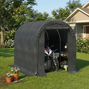 8ft. Lx6ft. Wx7ft. H Metal Carport, Outdoor Bike Storage Shed, Bike Storage Tent, Waterproof and Offering All-weather Protection, Can Accommodate Bicycles, Motorcycles and Gardening Tools