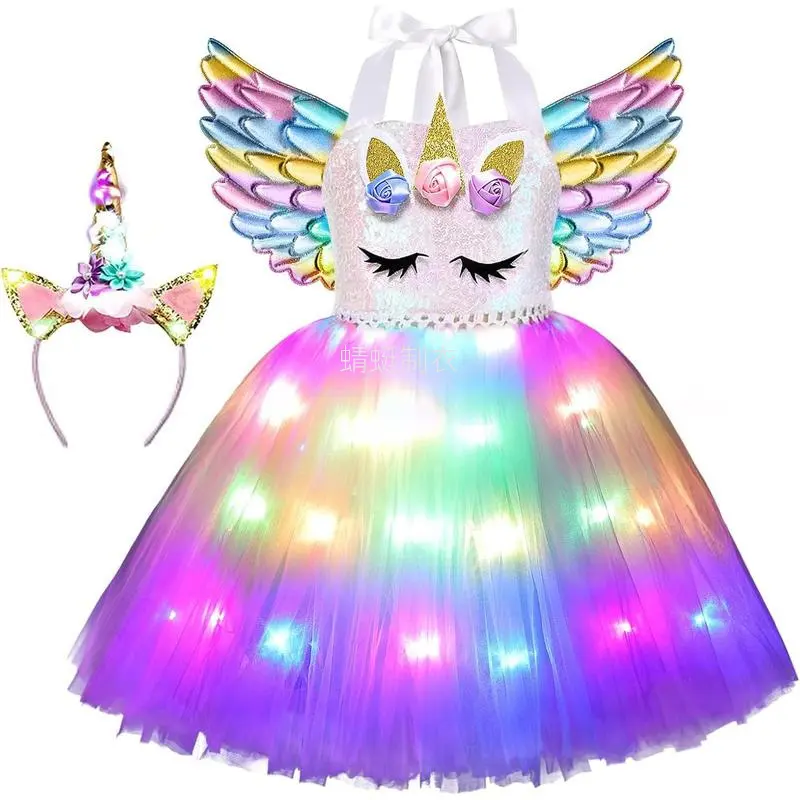 Unicorn Costumes  Girls LED Light Up Unicorn Princess Tutu Dress  Halloween Birthday Party Gifts for