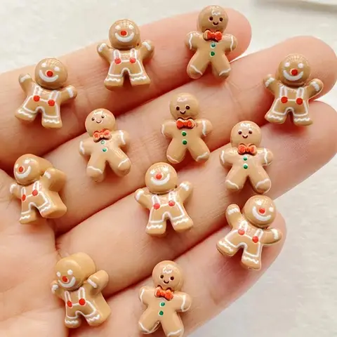 50pcs Gingerbread For Man Christmas Decorations, Decorations Accessories, Decor Ornaments, Flatback 3D Mini Figurines, Colors For DIY Crafts, Jewelry Making, For Holiday Decorations & Gifts, Festive Embellishments, Cartoonish Design
