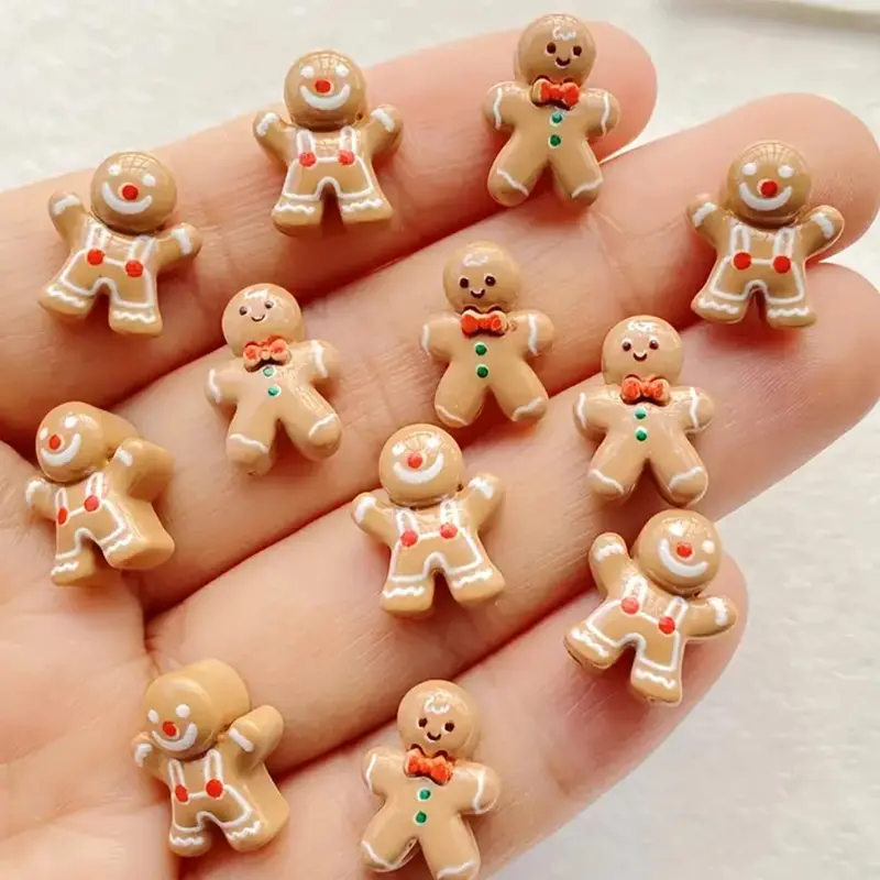 50pcs Gingerbread For Man Christmas Decorations, Decorations Accessories, Decor Ornaments, Flatback 3D Mini Figurines, Colors For DIY Crafts, Jewelry Making, For Holiday Decorations & Gifts, Festive Embellishments, Cartoonish Design