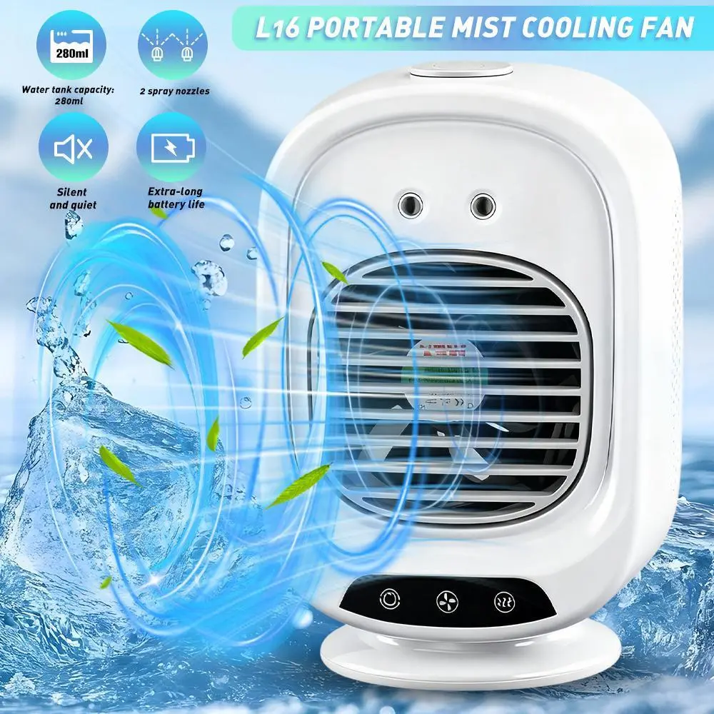 【BackToSchool】 2026 NEW Upgrade Portable Air Conditioner Cooling FAN ️With 360° Oscillating + Refreshing Portable Cooling for Desk, Travel & Outdoor! Stay Cool All Summer